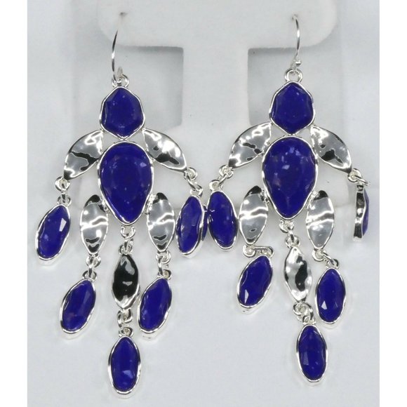 New Style & Co Blue Stone Chandelier Earrings - Picture 4 of 5